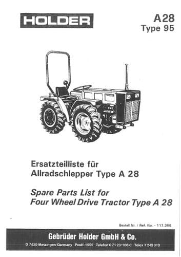 Holder Tractor A28 Parts Manual