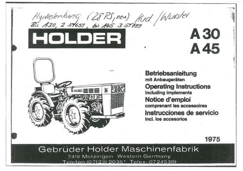 Holder Tractor A30 & A45 Operators Manual