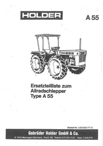 Holder Tractor A55 Parts Manual