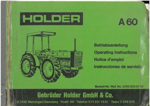 Holder Tractor A60 Operators Manual