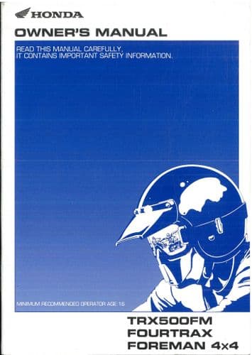 Honda ATV Quad Motorbike Fourtrax  TRX500FM Foreman 4x4 Operators Manual