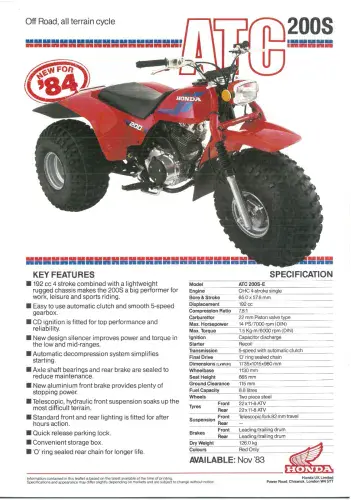 Honda Bike ATC200S Trike Brochure - ATC 200S