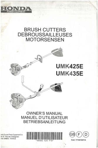 Honda Brush Cutter UMK425E & UMK435E Operators Manual