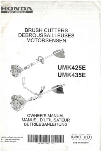 Honda Brush Cutter UMK425E & UMK435E Operators Manual