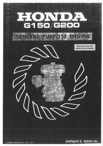 Honda Engine G150 & G200 Operators Manual