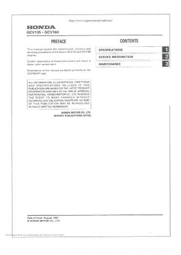 Honda Engine GCV135 GCV160 Workshop Service Manual