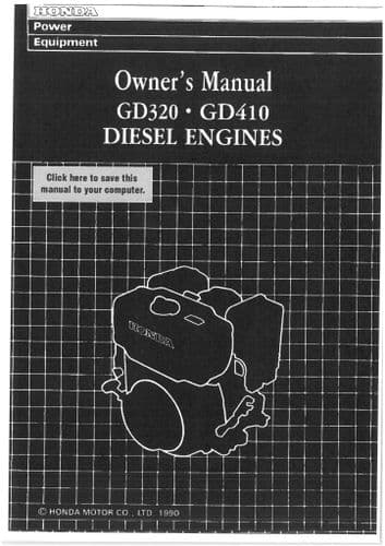 Honda Engine GD320 GD410 Operators Manual