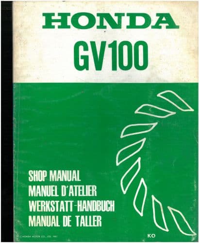 Honda Engine GV100 Workshop Service Repair Manual