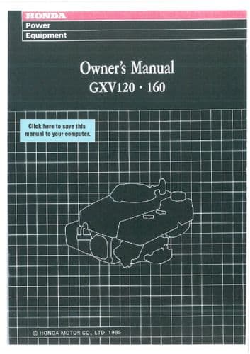 Honda Engine GXV120 GXV160 Operators Manual
