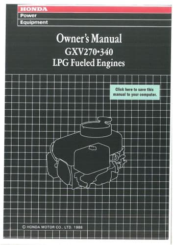 Honda Engine GXV270 GXV340 Operators Manual
