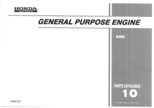Honda General Purpose Engine G300 Parts Manual