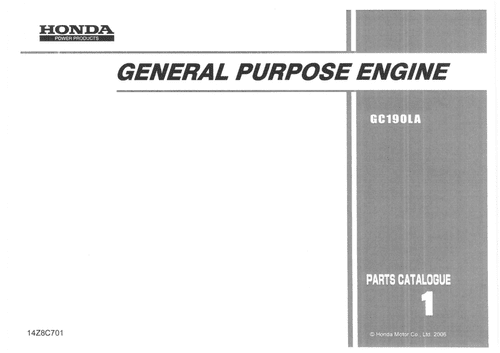 Honda General Purpose Engine GC190LA  Parts Manual