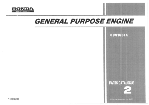 Honda General Purpose Engine GCV160LA Parts Manual