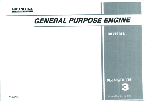 Honda General Purpose Engine GCV190LA Parts Manual