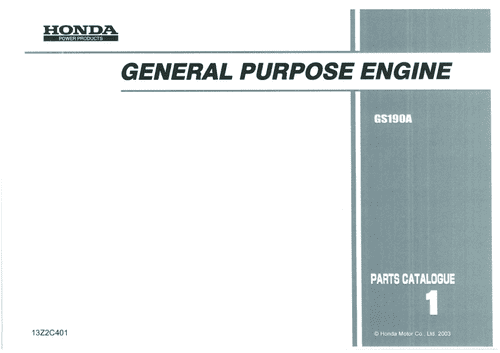 Honda General Purpose Engine GS190A Parts Manual