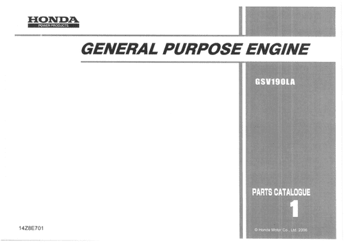 Honda General Purpose Engine GSV190LA Parts Manual