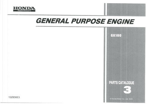 Honda General Purpose Engine GX100 Parts Manual