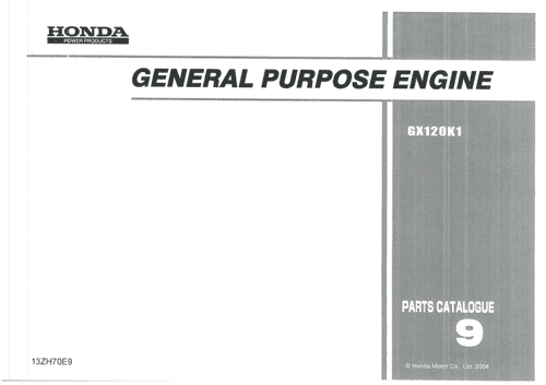 Honda General Purpose Engine GX120K1 Catalogue 2 Parts Manual