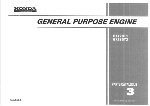Honda General Purpose Engine GX120T1 GX120T2 Parts Manual