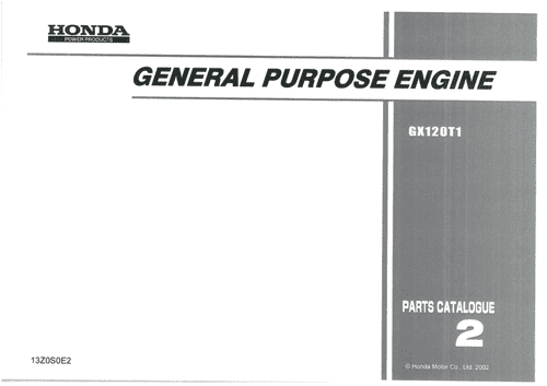 Honda General Purpose Engine GX120T1 Parts Manual