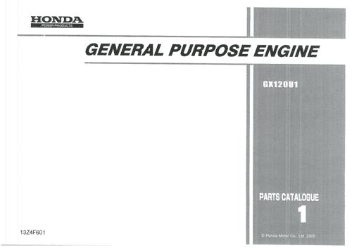 Honda General Purpose Engine GX120U1 Parts Manual