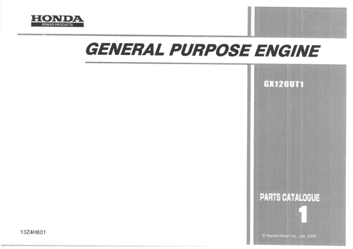 Honda General Purpose Engine GX120UT1 Parts Manual