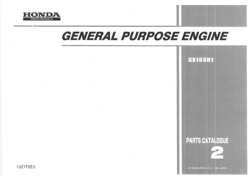Honda General Purpose Engine GX160H1 Parts Manual