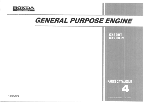 Honda General Purpose Engine GX200T GX200T2 Parts Manual