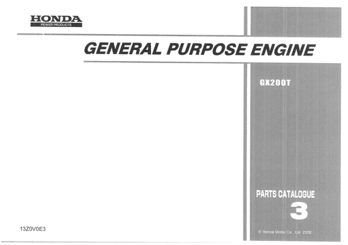 Honda General Purpose Engine GX200T Parts Manual