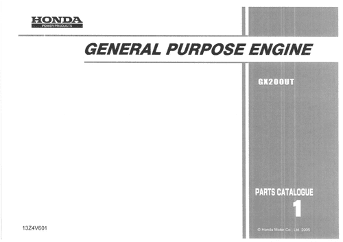 Honda General Purpose Engine GX200UT Parts Manual