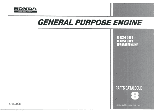 Honda General Purpose Engine GX240K1 Parts Manual