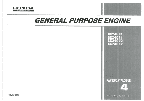 Honda General Purpose Engine GX240U1 GX240R1 GX240U2 GX240R2 Parts Manual