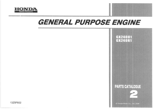 Honda General Purpose Engine GX240U1 GX240R1 Parts Manual