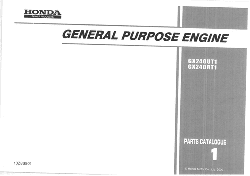 Honda General Purpose Engine GX240UT1 GX240RT1Parts Manual