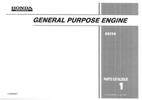 Honda General Purpose Engine GX25N Parts Manual
