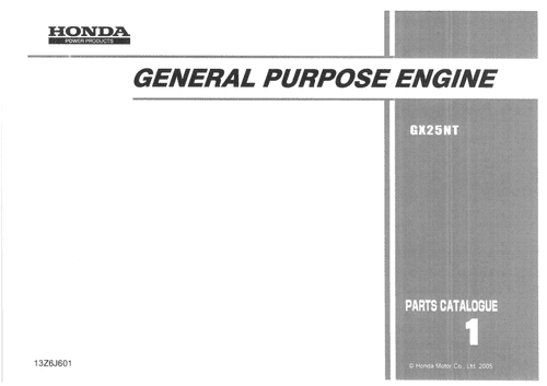 Honda General Purpose Engine GX25NT Parts Manual