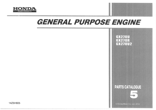 Honda General Purpose Engine GX270U GX270R GX270U2 Parts Manual