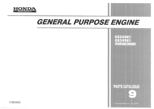 Honda General Purpose Engine GX340K1 Parts Manual