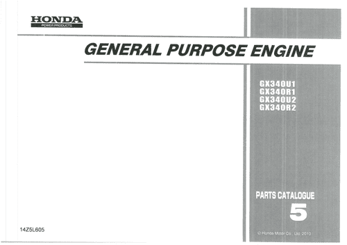 Honda General Purpose Engine GX340U1 GX340R1 GX340U2 GX340R2 Parts Manual