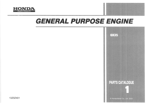 Honda General Purpose Engine GX35 Parts Manual