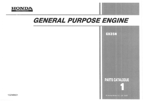 Honda General Purpose Engine GX35N Parts Manual