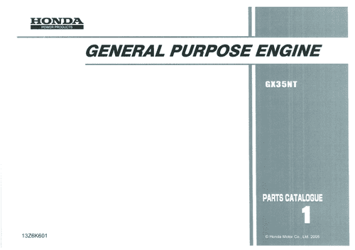 Honda General Purpose Engine GX35NT Parts Manual