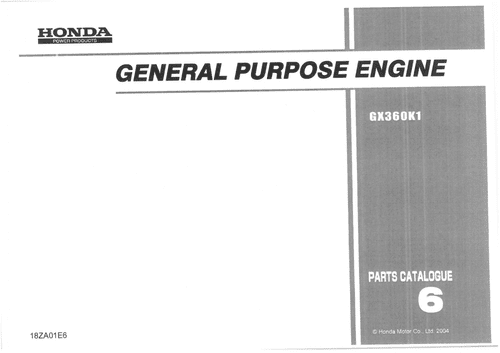 Honda General Purpose Engine GX360K1 Parts Manual