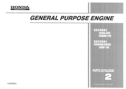 Honda General Purpose Engine GX390K1 Parts Manual