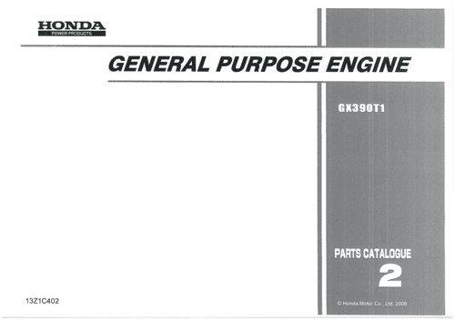 Honda General Purpose Engine GX390T1 Parts Manual