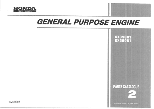 Honda General Purpose Engine GX390U1 GX390R1 Parts Manual