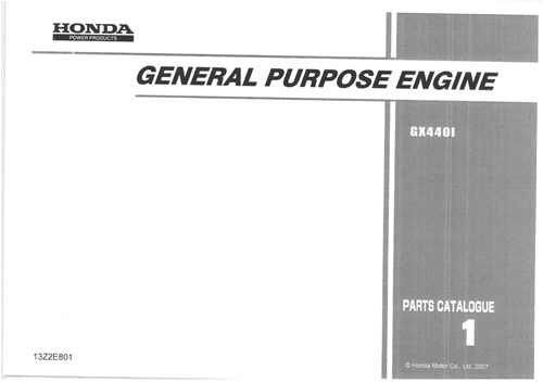 Honda General Purpose Engine GX440I Parts Manual