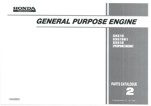Honda General Purpose Engine GX610 GX610K1 Parts Manual