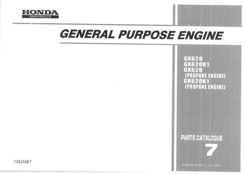 Honda General Purpose Engine GX620 GX620K1 Parts Manual