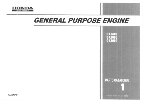 Honda General Purpose Engine GX630 GX660 GX690 Parts Manual